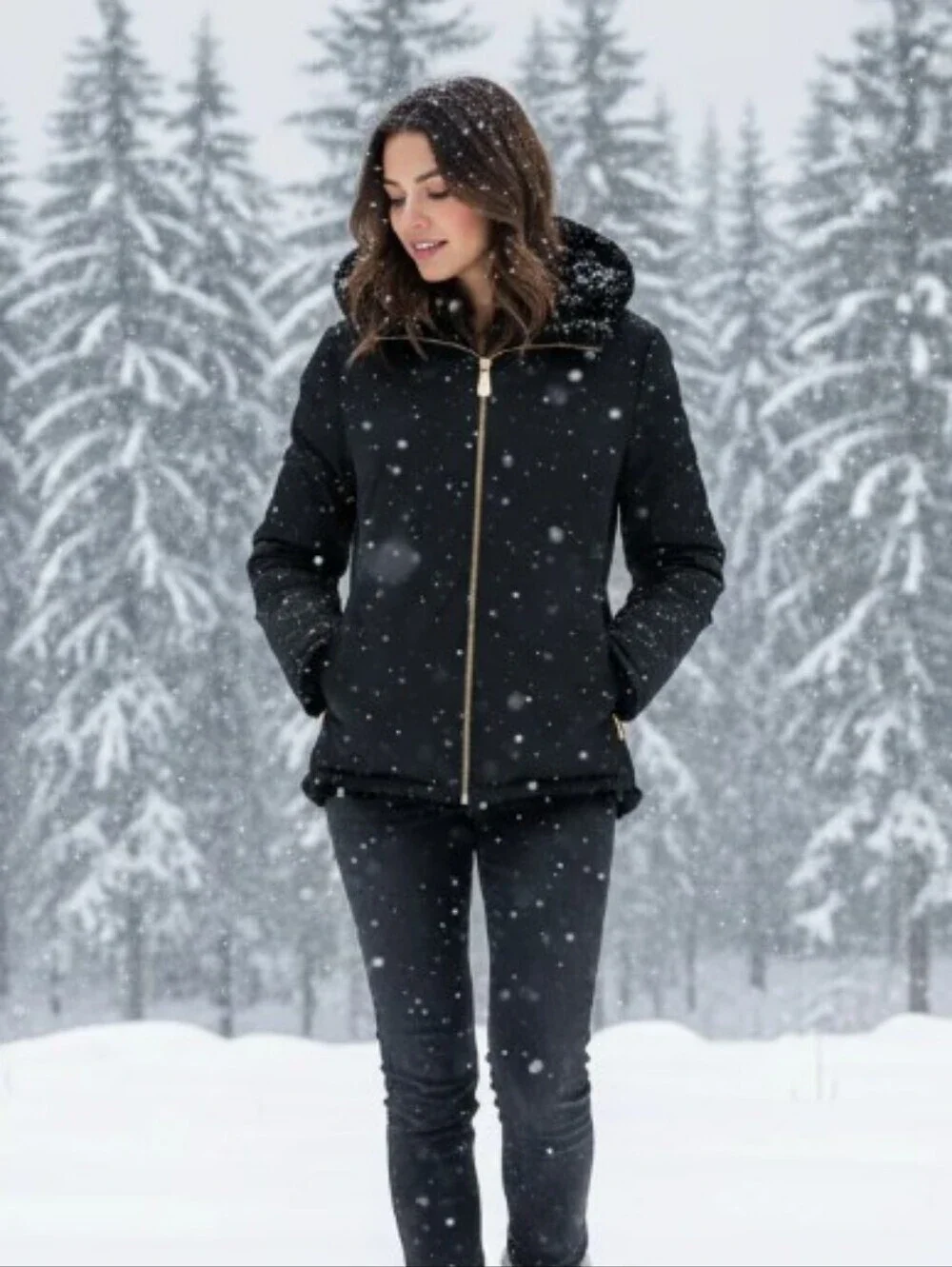 Kate Spade Black Teddy Jacket with Sherpa Collar